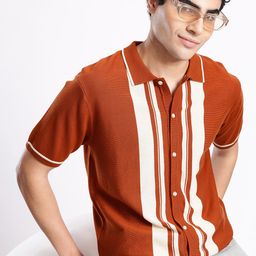 Aeropostale Men Pure Cotton Striped Knitted Regular Fit Shirt-image-13