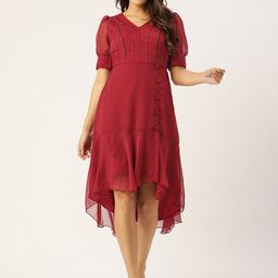 Antheaa Red Embellished Chiffon A-Line Dress-picture-48