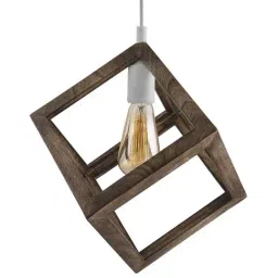 Homesake Walnut Hanging Cube Lamp with Silicone Socket Holder - Set of 1 (Bulb not included) image 2