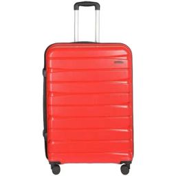 Teakwood Leathers Red 8 Wheels Large Hard Cabin Trolley Bag-image-75