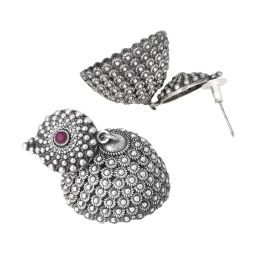 Teejh Dharvi Red Stone Antique Silver Jhumki Earrings image 5