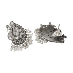 Teejh Nirali White Silver Oxidized Stud Earrings image 5