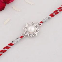 Ornate Jewels Ornate Jewels 925 Silver Freshwater Pearl Thread Rakhi for Brother l-image-15
