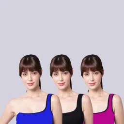 AROUSY Blue & Black Cotton Bandeau Bras - Pack Of 3-picture-26