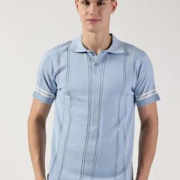 Thomas Scott Blue Cotton Regular Fit Self T-Shirt-image-42