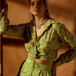 Prakriti Jaipur Green Aarya Jaal Shirt image 2