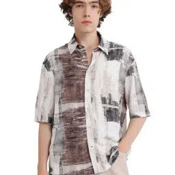 Rare Rabbit Beige Boxy Fit Abstract Shirt-image-9