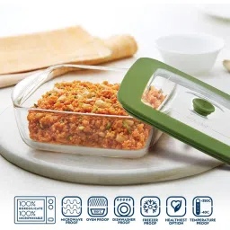 Borosil Glass Dish with Lid, 1pc, 1000ml, (Transparent) image 2