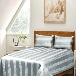 Saral Home Easy Living Grey Cotton  Dhari Soft Self Pattern Queen Bed Sheet With Pillow Covers-image-90