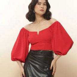 Label Ritu Kumar Red Slim Fit Top-image-20