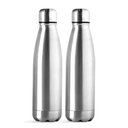 Aura Silver-Toned Pack of 2 Stainless Steel Solid Water Bottle-image-31