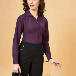 YU by Pantaloons Purple Comfort Fit Formal Shirt-image-37
