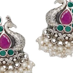 Teejh Ethnic Nirali Multicolored Silver Oxidized Stud Earrings image 5