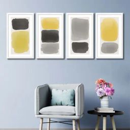 999store Grey & Yellow Abstract Canvas-14