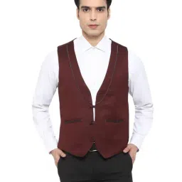 Turtle Maroon Regular Fit Waistcoat-image-11