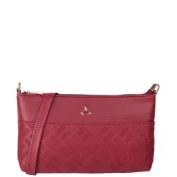 Mochi Maroon Textured Medium Sling Handbag-image-17