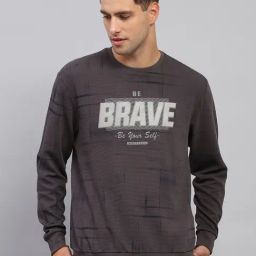 Monte Carlo Charcoal Grey Regular Fit Printed Sweatshirt-18