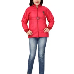 Aarika Kids Rani Pink Quilted Jacket with Belt-image-1