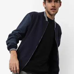 Campus Sutra Blue Cotton Regular Fit Colour Block Jacket-image-9