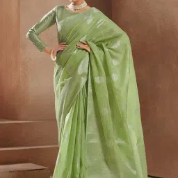 Elora Green Silk Woven Saree With Unstitched Blouse-picture-14