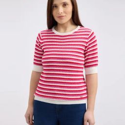 Pepe Jeans Red Stripe Short Sleeve Flat Knit Top-image-34