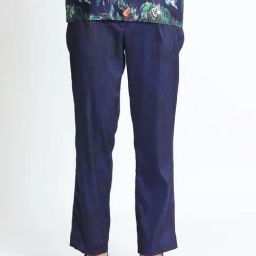 RAREISM Navy Polyester Printed Trousers-image-44