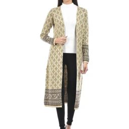 American Eye Beige Self Design Shrug-image-1