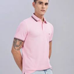 TOMMY HILFIGER Pink Regular Fit Solid T-Shirt-image-100