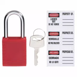 BRADY Lockout Padlock Keyed Different Nylon Std Body Size Hardened Steel Std Red, 2XU66 image 2