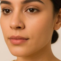 SHREEVARAM Cubic Zirconia Diamond Gold-Plated Brass Nose Ring-image-92