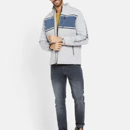 METTLE Light Grey Regular Fit Mock Collar Jacket image 5