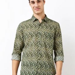 Spykar Men Green Slim Fit Printed Full Sleeve Casual Shirt-image-79