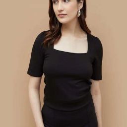 Code by Lifestyle Black Plain Top-image-30