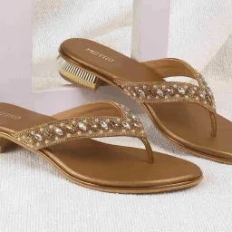 Metro Women's Antique Gold Thong Sandals-picture-31