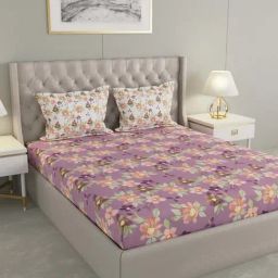 Raymond Home Mystique Purple 110 TC Cotton Queen Bedsheet with 2 Pillow Covers-image-49