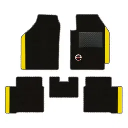 Elegant Duo Black And Yellow Carpet Car Mat Compatible With Honda Amaze 2018 Onwards-image-110