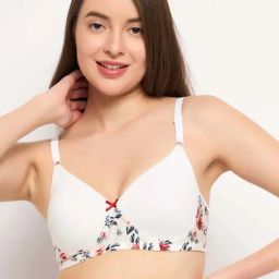 Clovia White Floral Print T-Shirt Bra-image-86