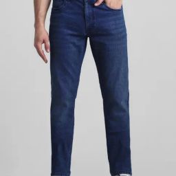 Jack & Jones Dark Blue Denim Cotton Slim Fit Jeans-image-28