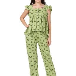 Desi Belle Green Printed Top With Pyjamas-19
