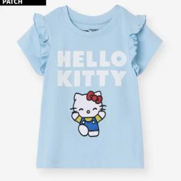 The Souled Store Girls Light Blue Hello Kitty Cotton T-Shirt-image-7