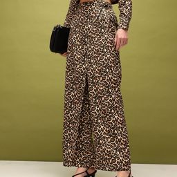 glitchez Women Cheetah Chic Wrap Straight Fit Trousers-image-70