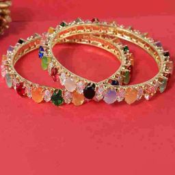 NMII Set Of 2 Zircon Diamond-Studded Kada Bangles image 3