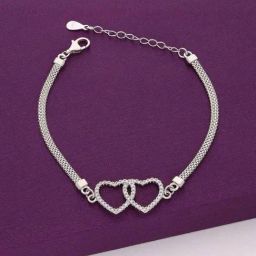 Kai Jewel Sterling Silver A Duet of Hearts Bracelet for Women-30