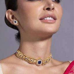 Rubans Gold-Tone Plated Blue Set for Women-picture-31