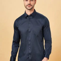 Peregrine by Pantaloons Blue Depths Satin Slim Fit Shirt-image-24