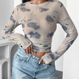 DressBerry Women Round Neck Long Sleeves Floral Print Top-picture-28
