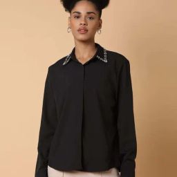 SHOWOFF Black Plain Shirt-image-86