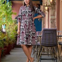 Juniper Multicolored Printed A-Line Dress With Belt-picture-35