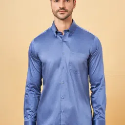 Peregrine by Pantaloons Bright Cobalt Satin Slim Fit Shirt-picture-20