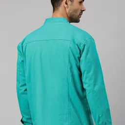 VOXATI Men Washed Longline Tailored Jacket with Patchwork image 4